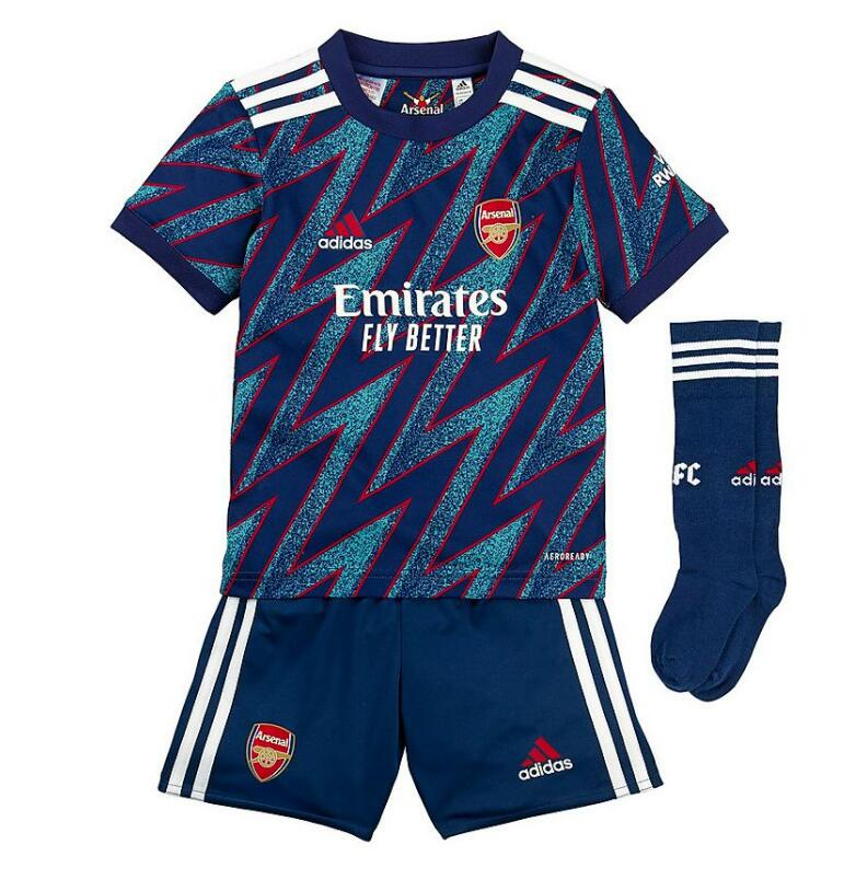 2021/22 Arsenal Kids Third Away Soccer Full Kits Shirt & Shorts & Socks